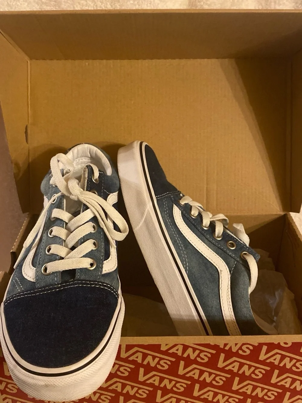 Vans Kids Denim Two-Tone Blue Old Skool Sneakers